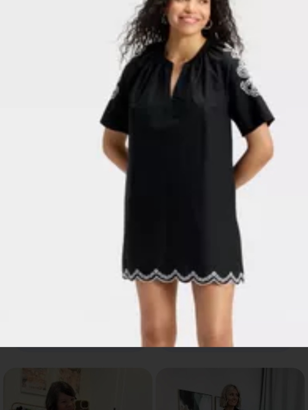 Universal Thread Black Shift Dress with Scalloped Hem